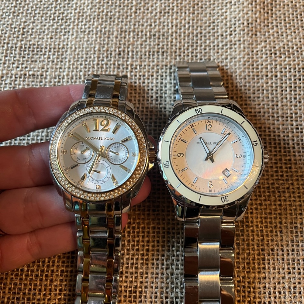 2 Ladies Michael Kors watches Diamond/pearl Inlay’s Can be sold separately